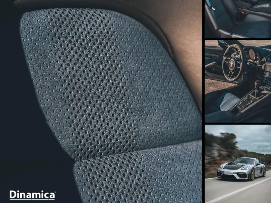 SAGE Group's sustainable suede Dinamica® features in all aspects of the interior of the new Porsche 718 Cayman GT4 RS.
